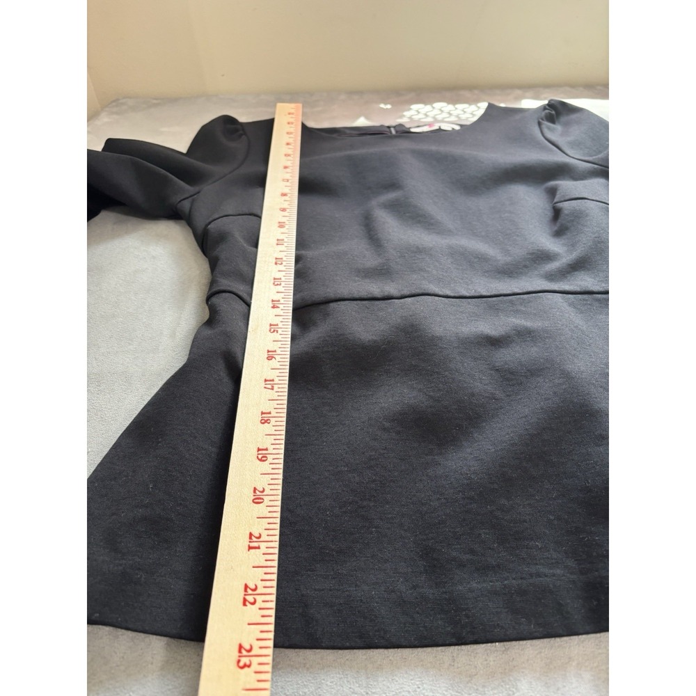 Boden Womens Peplum Puff Sleeve Top Size 12 Tie Waist Minimalist Office Siren - Picture 8 of 11